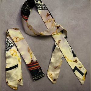 Black/Gold Patterned Handbag Scarves- Set of 2